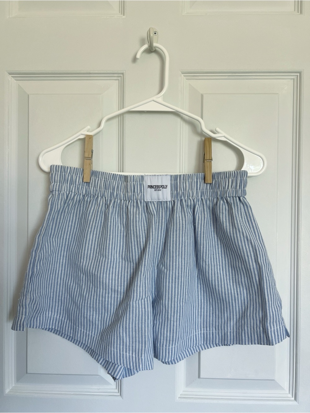 Princess Polly Light Blue & White Striped Shorts - Picture 2 of 3